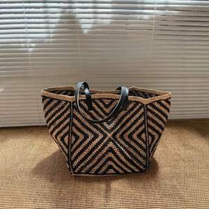 Bolso Tote de Rafia de Alta Calidad con Correa de Hombro de Cuero, Bolso de Mano para Mujer, Verano - Product Image 6