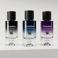 Flacons de parfum cylindriques de 50 ml de haute qualité avec logo personnalisé, dégradé noir, en verre, vides, avec emballage en boîte