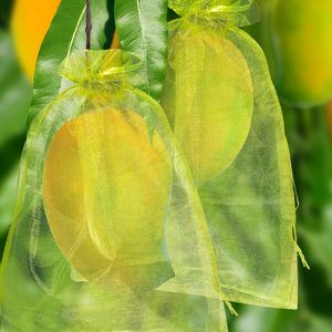 Huamaohengchun Redes para Frutas Verdes de 6x9 Pulgadas para Árboles Frutales, Bolsas de Malla con Cordón para Proteger Verduras, Tomates, Fresas y Jardín - Product Image 1