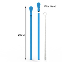 Bombilla en silicone pliable pour yerba mate, paille à boire pour gourde avec tête de filtre amovible et brosse de nettoyage