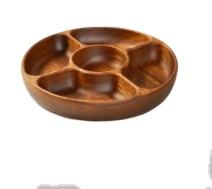 <span class=keywords><strong>Plateau</strong></span> <span class=keywords><strong>diviseur</strong></span> de collations et de fruits pliant et intégrant en bois de noyer sud-américain de qualité supérieure pour un usage domestique-exquis et pratique - Product Image 5