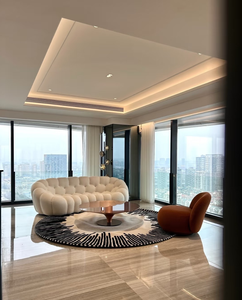 أريكة كرة القدم الفرنسية البسيطة JJY-023 بتصميم منحني فني من القماش الإيطالي، مريحة وقابلة للطي للغرف والفنادق والقاعات - Product Image 3