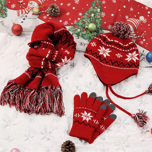 Ensemble bonnet, écharpe et gants d'hiver à motif animal, <span class=keywords><strong>coffret</strong></span> <span class=keywords><strong>cadeau</strong></span> de Noël, ensemble de bonnets tricotés pour femmes - Product Image 1