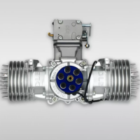 Moteur à essence DLE130 pour avion modèle réduit en aluminium, 130 cm³, bicylindre, deux temps, aspiration naturelle, compatible démarrage à froid
