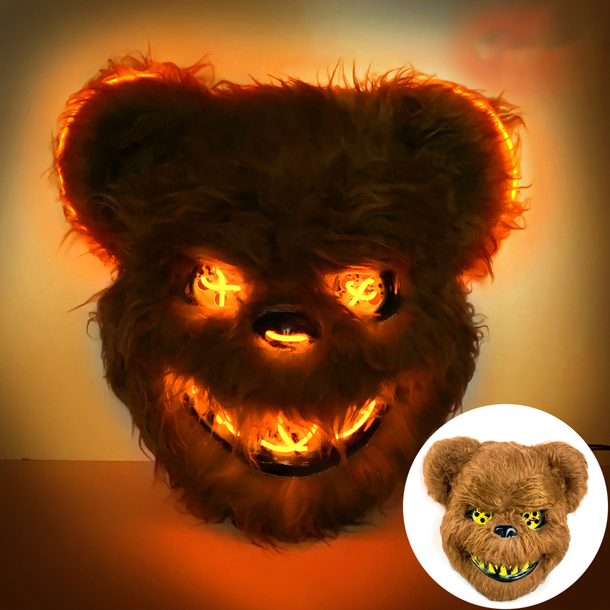 Máscara De Oso Sangriento Con Delantal Y Cuchillo - Disfraz De Halloween Terrorífico Para Adultos Y Niños