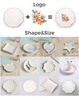 Plateau décoratif en porcelaine et céramique pour bijoux et bibelots, avec logo personnalisé, disponible en formes rondes, carrées, festonnées et rectangulaires
