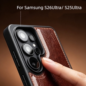 Funda para Teléfono <span class=keywords><strong>Samsung</strong></span> S26Ultra/ S25Ultra HD, Funda de Cuero Hecha <span class=keywords><strong>a</strong></span> Mano, Magnética, Resistente <span class=keywords><strong>a</strong></span> Golpes, Estilo Retro de Negocios - Product Image 5