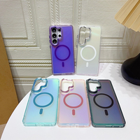 Coque de téléphone couleur dégradée laser mate pour Galaxy A57 A18 A27 A56 A55 A54, étui magnétique coloré pour Samsung S26 Ultra S27