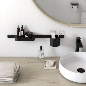 Porte-serviettes mural en acier inoxydable noir mat pour hôtel, support de fixation d'usine - Product Image 1