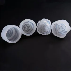 4件3D树脂花玫瑰模具硅树脂模具DIY工艺模具珠宝首饰制作工具环氧铸造模具