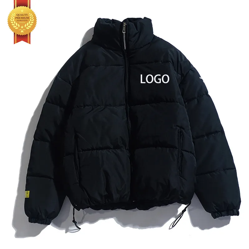 SGJ03B Packaging Bags Custom Logo wholesale Men Winter Black Down Jacket Fitness Wear Bomber Puffer Jacket