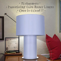Lampe de table en tissu à motif côtelé bleu moderne avec base d'ampoule E14 et alimentation électrique outil d'étude de lecture simple à domicile