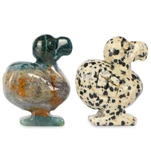 Figurine d'oiseau <span class=keywords><strong>Dodo</strong></span> porte-bonheur en cristal de jaspe océanique et dalmatien, sculptée à la main, en pierre précieuse naturelle, sculpture d'animal, décoration pour la maison et le bureau - Product Image 2