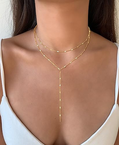 <span class=keywords><strong>Foxgirl</strong></span> Lariat chaîne en or Dainty pendentif en forme de Y collier Long collier pour femmes filles cadeau - Product Image 4
