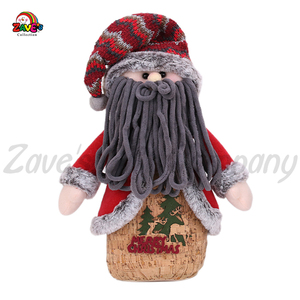 Zaves 16 pulgadas Feliz Navidad Artículo Santa Muñeco de nieve Decoración navideña interior Rojo Gris Madera texturizada - Product Image 4