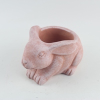 Pot Bunga Desain Hewan Lucu Grosir Kelinci dan Anak Ayam Warna Pink untuk Sukulen dan Bonsai