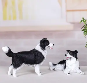 Border Collie Dog Figurines Modern Lucky Resin Craft Polyresin Home and Garden Decoration