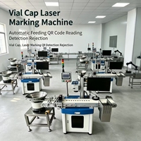 Machine de marquage laser UV haute vitesse à alimentation automatique avec acquisition de données QR et tri visuel des défauts pour les bouchons de boissons