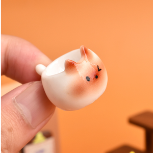 Ensemble de jeu de scène miniature tasse à thé chat simulée, accessoires en résine DIY, jouets de décoration pour maison de poupée - Product Image 1