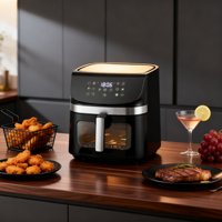 Friteuse à air électrique carrée en acier inoxydable 9L 2400W, design moderne, cuisson rapide, sans huile, contrôle par écran tactile, pour rôtissage en hôtel