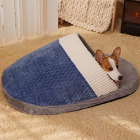 Coussin pour chien rembourré en éponge, sac de couchage chaud pour l'hiver, design semi-fermé amovible et lavable, tapis pour animaux de compagnie pour chiens et chats de petite et moyenne taille