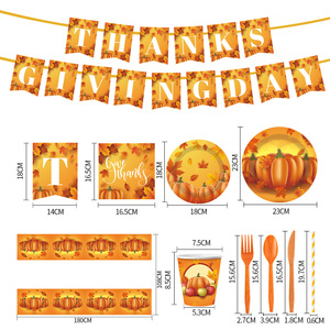 Bán Buôn Lễ Tạ Ơn Nguồn Cung Cấp Bên Biểu Ngữ Bộ Đồ Ăn Đặt Giấy Dùng Một Lần Tấm Ly Khăn Trải Bàn - Product Image 2