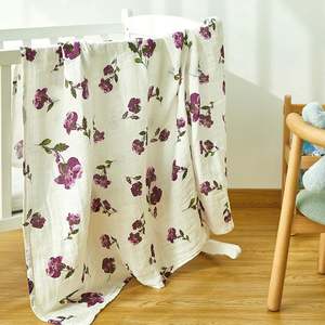 Washable Pure Cotton Baby Muslin <b>Wrap</b> <b>Blanket</b> 6 Layers Non-fading Gauze Swaddle with Screen Printed - Product Image 1