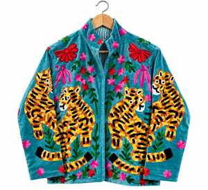 Elegant Turquoise <b>Velvet</b> Bomber <b>Jacket</b> <b>Women</b> Handmade Solid Long Sleeve V-neck Winter Breathable Quick-Dry Cotton Lining - Product Image 1