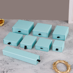2023Custom Logo Cardboard Jewelry Necklace Drawing Box Package Slide Drawer Paper Box with Black Foam for Jewelry Packaging