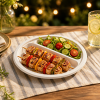 Assiette à repas jetable légère, compostable et biodégradable en bagasse de canne à sucre, 2 compartiments, pour la restauration