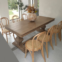 Table à manger en bois massif de style rétro français, table longue en noyer noir américain, bureau rustique en bois de frêne pour la maison