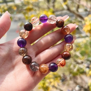 Hot Sell Natural Super 7 Amethyst <b>Bracelet</b> Crystal Jewelry Gift Colorful Crystal <b>Beaded</b> <b>Bracelet</b> - Product Image 1