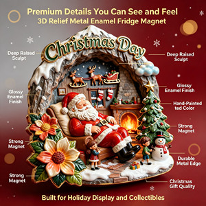 Aimant de réfrigérateur en métal émaillé 3D personnalisé, peint à la main, en relief, décoration de Noël, logo personnalisé OEM, souvenir, <span class=keywords><strong>cadeau</strong></span> promotionnel - Product Image 3