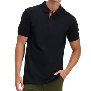 เสื้อโปโลแขนสั้นสีดำสำหรับผู้ชาย ทรงลำลอง ผ้าฝ้าย เสื้อกอล์ฟ - Product Image 1