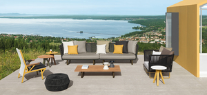 Ensemble de mobilier de jardin moderne en aluminium tressé, résistant aux intempéries et aux UV, comprenant canapé, chaise et table basse, idéal pour cour, hôtel, villa - Product Image 3