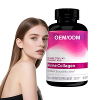 Capsules de collagène marin hydrolysé OEM, types 1 et 3, acide hyaluronique, produit de beauté pour la peau, les cheveux et les ongles