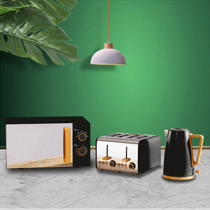 Hot <strong>Sale</strong> Wood Handle <strong>and</strong> Button Microwave Oven&amp; 4 Slicer <strong>Toaster</strong> &amp; Electric <strong>Kettle</strong> Set Unique Breakfast Set - Product Image 3