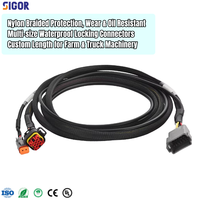 Harnais de câblage d'extension pour affichage de machines OEM, gaine tressée en nylon, étanche IP67, connecteur en cuivre pur pour excavatrice et chargeuse