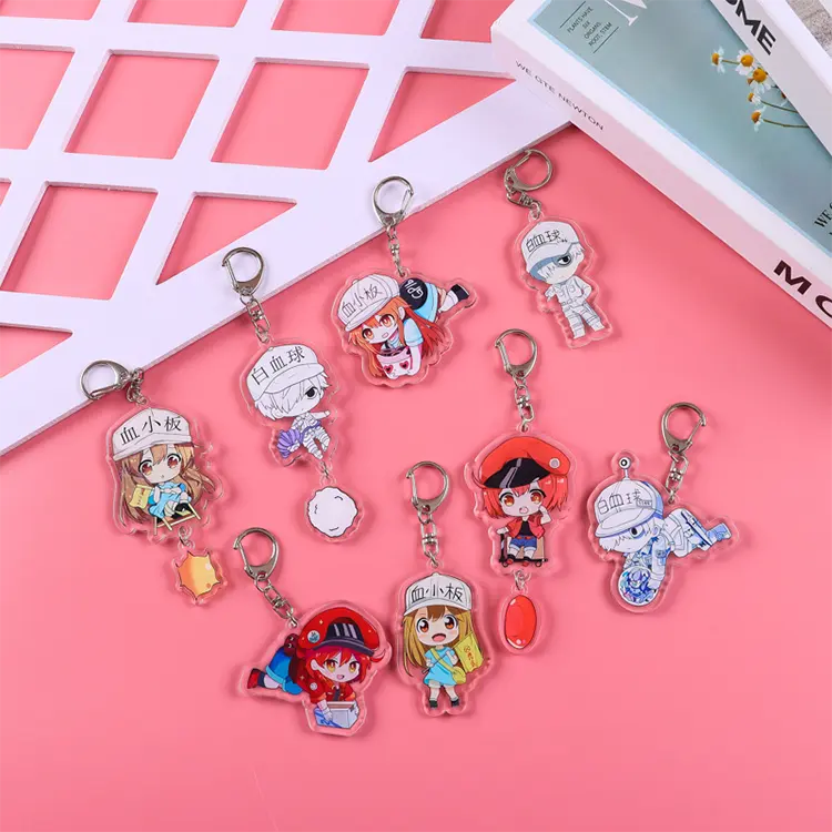 Promotional Cartoon Gift Printing Anime Holographic Keychains Custom Logo Acrylic Charms