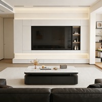 Table à thé rectangulaire haut de gamme de style moderne en pierre de cristal avec grande capacité de rangement et tiroirs