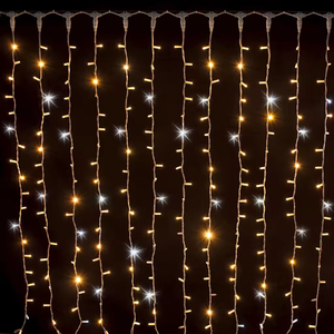 Cortina de Luces <span class=keywords><strong>LED</strong></span> en <span class=keywords><strong>Cascada</strong></span>, 3x3 <span class=keywords><strong>Metros</strong></span>, Blanco Cálido, Impermeable, Decoración Navideña para Ventanas, Guirnalda de Luces para Fiestas - Product Image 2