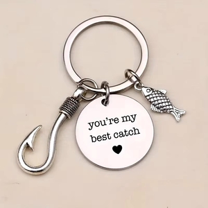 Portachiavi 'You're My Catch' per Pescatori, Ciondolo a Forma di Amo in Acciaio Inox, Regalo per Pescatori e Coppie Romantiche - Product Image 2
