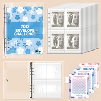 Planificateur d'économies transfrontalier transparent de 100 jours, enveloppe de budget en espèces, impression PVC multicolore, feuilles mobiles