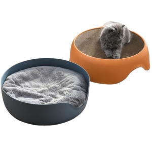 Kinghon Multi-function Pet Round Bed Cat Toy Cat Scratch Corrugated Board and Warm Soft Cushion - Product Image 1