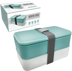 Lunch Box 2 Tiers for Microwave Dishwasher Bento Box with Reusable Cutlery Plastic Bento Lunch Box With Elastic Band