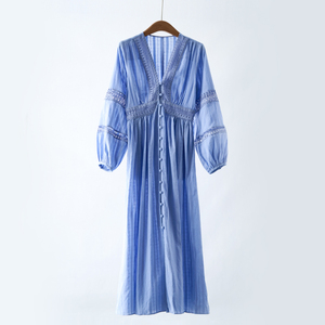 Abito da tè Patchwork <span class=keywords><strong>con</strong></span> scollo a V a maniche lunghe in pizzo, abito elegante, Versatile e grazioso, di grande successo, personalizzabile - Product Image 2