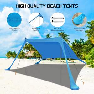 شعار مخصص الصيف للماء طبقة أنيق الأسلاك كبير الظل الشمس المأوى الشاطئ مظلة ليكرا شاطئ مع 2 أعمدة للشاطئ - Product Image 5