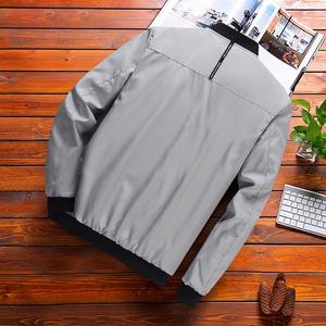 Jaket Pria Kerah Tegak Ritsleting Warna Solid Musim Semi dan Gugur Model Slim Sehe Fashion - Product Image 5