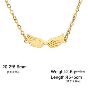 <span class=keywords><strong>Collana</strong></span> con Ciondolo Personalizzato a Forma di Ali in Acciaio Inossidabile, Stile Semplice, Charm Ali d'Angelo per Donna - Product Image 4