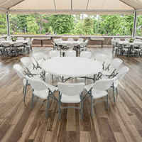 Tables pliantes modernes en plastique HDPE Chaises Mobilier d'extérieur portable à cadre en acier pour l'école, la ferme et la restauration